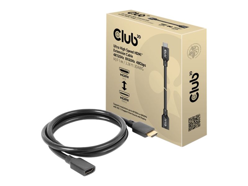 Club 3D - Ultra High Speed - HDMI-Verlngerungskabel - HDMI mnnlich zu HDMI weiblich - 1 m - 4K Untersttzung