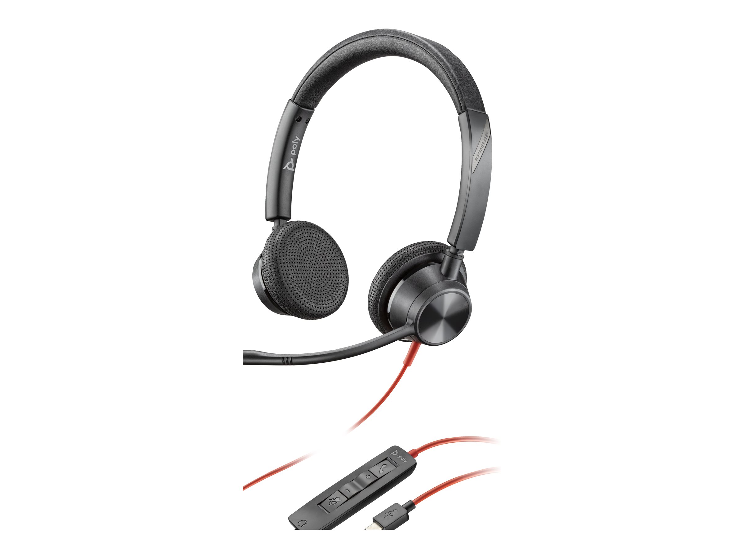 Poly Blackwire 3325 - Blackwire 3300 series - Headset - On-Ear - kabelgebunden - 3,5 mm Stecker, USB-C
