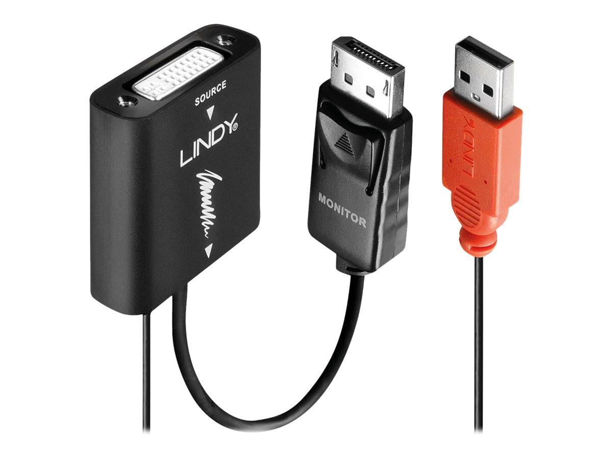 Lindy - Videoadapter - Single Link - DVI-D (W) zu DisplayPort (M) - 15 cm - Daumenschrauben, aktiv