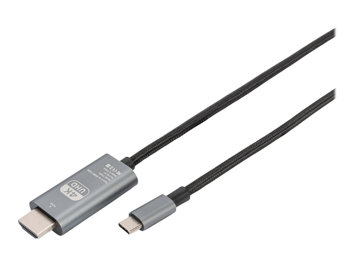 DIGITUS - Adapterkabel - 24 pin USB-C mnnlich zu HDMI mnnlich - 1.8 m - Doppelisolierung - Schwarz