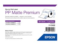 Epson Premium - Polypropylen (PP) - matt - permanenter Acrylklebstoff - A4 (210 x 297 mm) 736 Etikett(en) (4 Rolle(n) x 184) Box