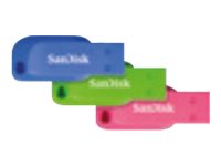 SanDisk Cruzer Blade - USB-Flash-Laufwerk - 16 GB - USB 2.0 - Blau, grn, pink (Packung mit 3)