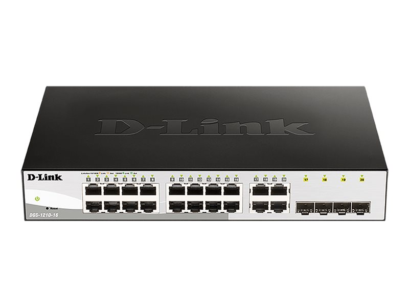 D-Link Web Smart DGS-1210-16 - Switch - managed - 16 x 10/100/1000 + 4 x Shared SFP - Desktop