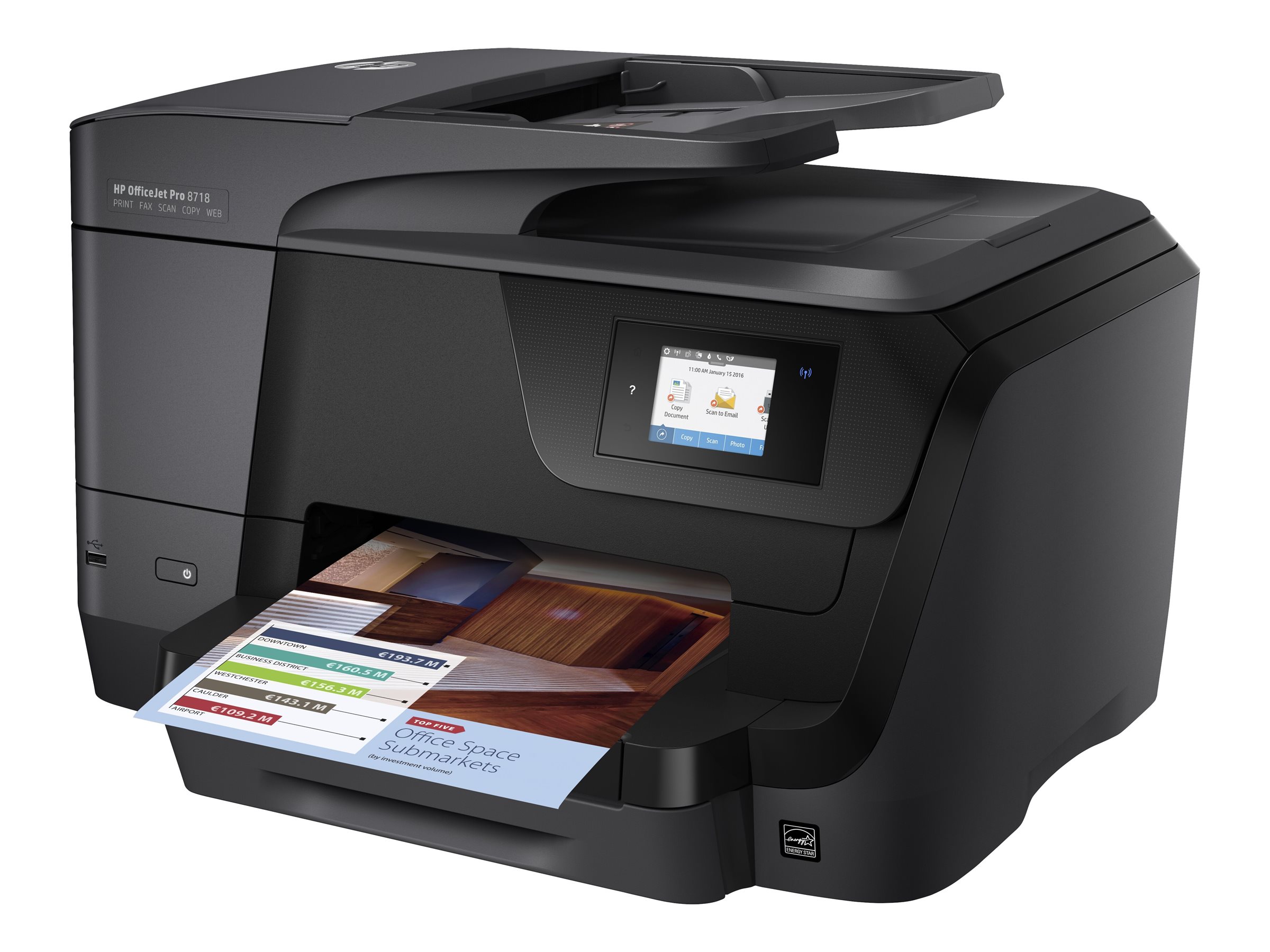 HP Officejet Pro 8718 All-in-One - Multifunktionsdrucker - Farbe - Tintenstrahl - A4 (210 x 297 mm), Legal (216 x 356 mm) (Origi