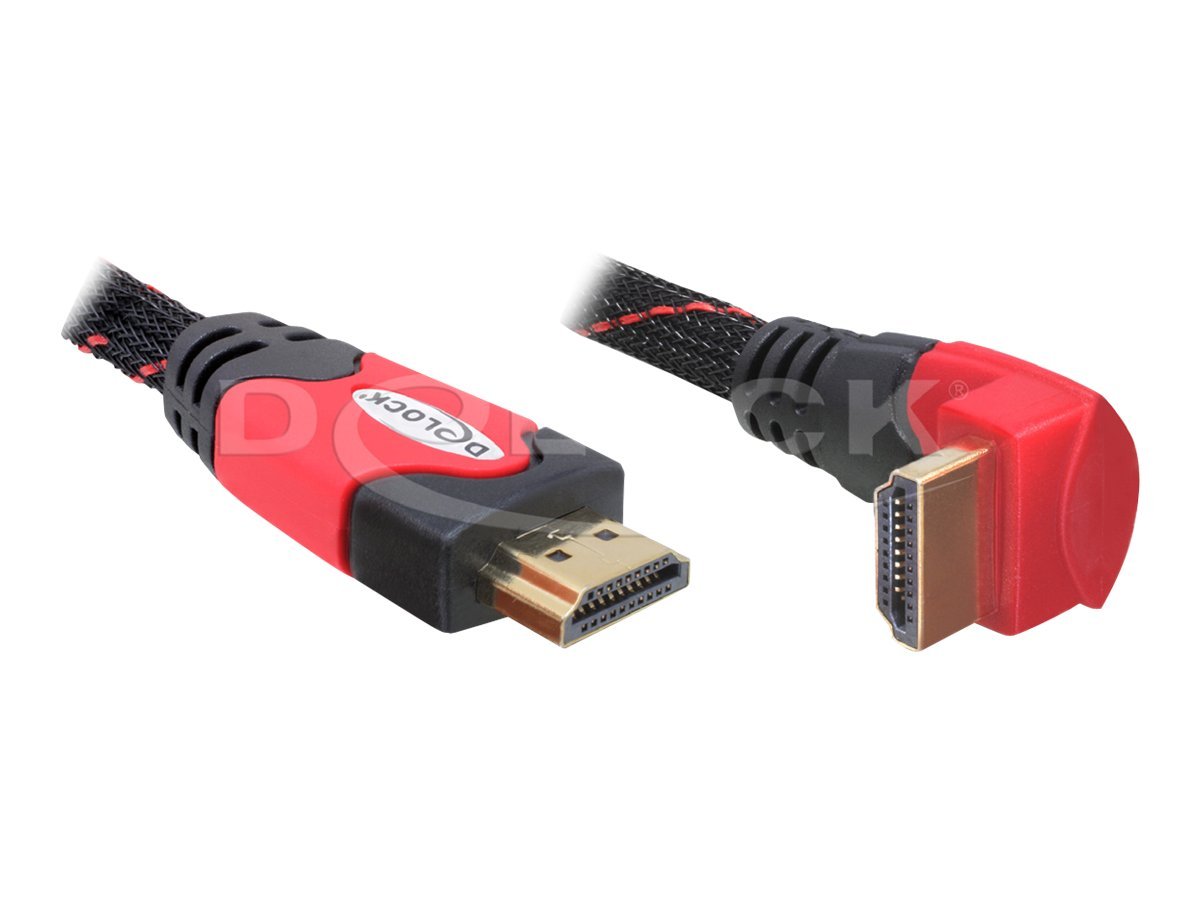 Delock High Speed HDMI with Ethernet - HDMI-Kabel mit Ethernet - HDMI mnnlich zu HDMI mnnlich - 1 m - gewinkelter Stecker