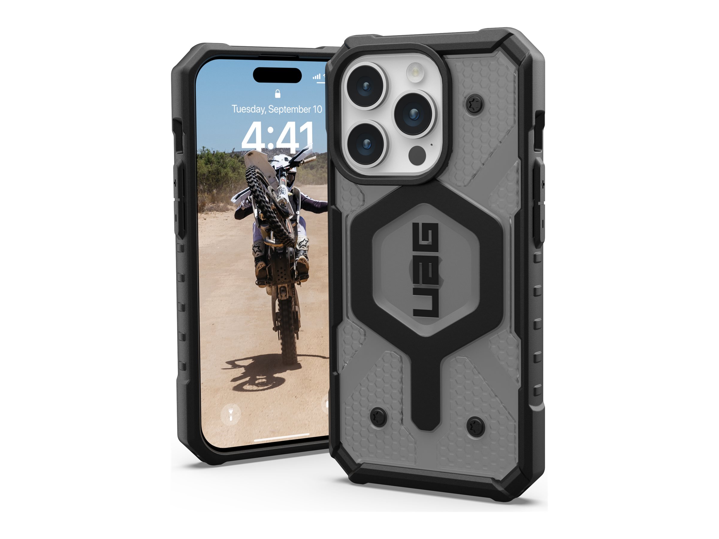 UAG Rugged Case for Apple iPhone 15 Pro [6.1-inch] - Pathfinder Clear Ash - Hintere Abdeckung fr Mobiltelefon - kompatibel mit 