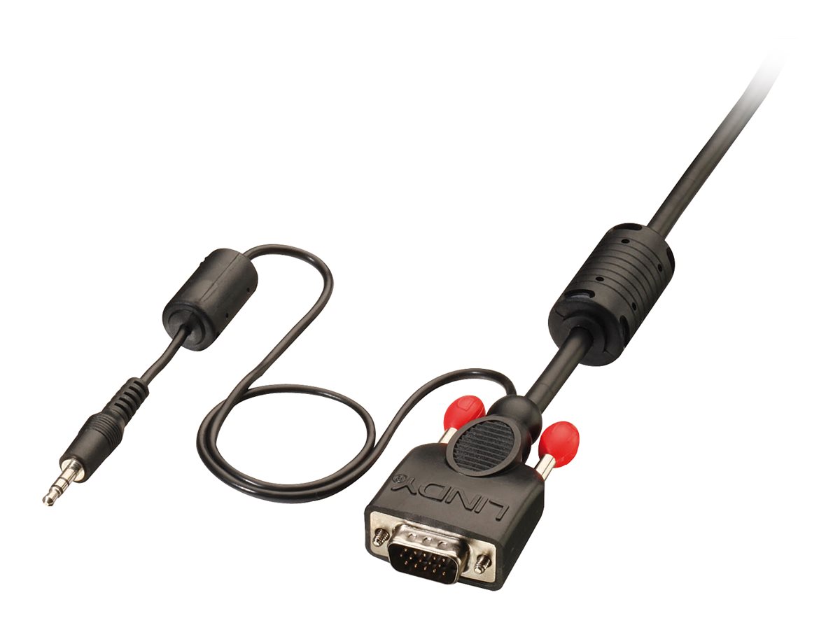 Lindy Premium - VGA-Kabel - HD-15 (VGA), mini-phone stereo 3.5 mm (M) zu HD-15 (VGA), mini-phone stereo 3.5 mm (M) - 10 m - gefo