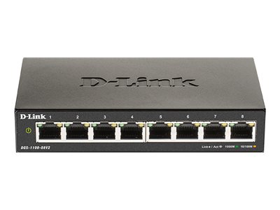 D-Link DGS 1100-08V2 - Switch - Smart - 8 x 10/100/1000 - Desktop - AC 100/240 V