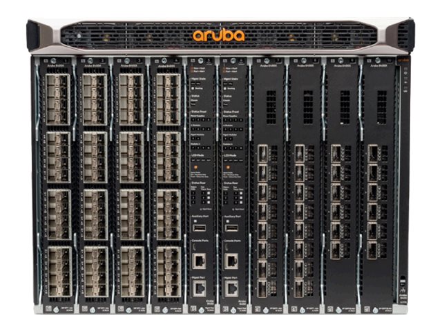 HPE Aruba 8400 8-slot Chassis - Switch - 32 x 10 Gigabit Ethernet + 6 x 40 Gigabit / 100 Gigabit QSFP28 - an Rack montierbar - m
