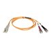 Eaton Tripp Lite Series Duplex Multimode 50/125 Fiber Patch Cable (LC/ST), 10M (33 ft.) - Patch-Kabel - ST multi-mode (M) zu LC 