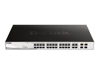 D-Link DGS 1210-24P - Switch - Smart - 24 x 10/100/1000 (PoE+) + 4 x Combo Gigabit Ethernet/Gigabit SFP - Desktop, an Rack monti