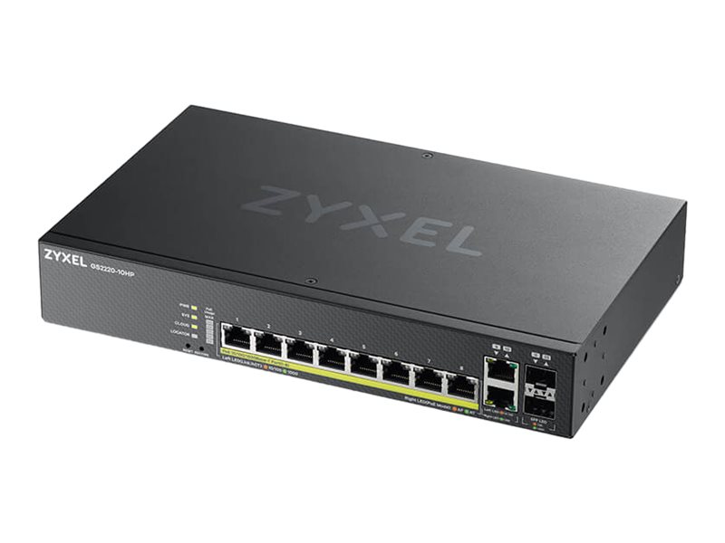 Zyxel GS2220-10HP - Switch - managed - 8 x 10/100/1000 (PoE+) + 2 x Kombi-Gigabit-SFP - an Rack montierbar, wandmontierbar - PoE
