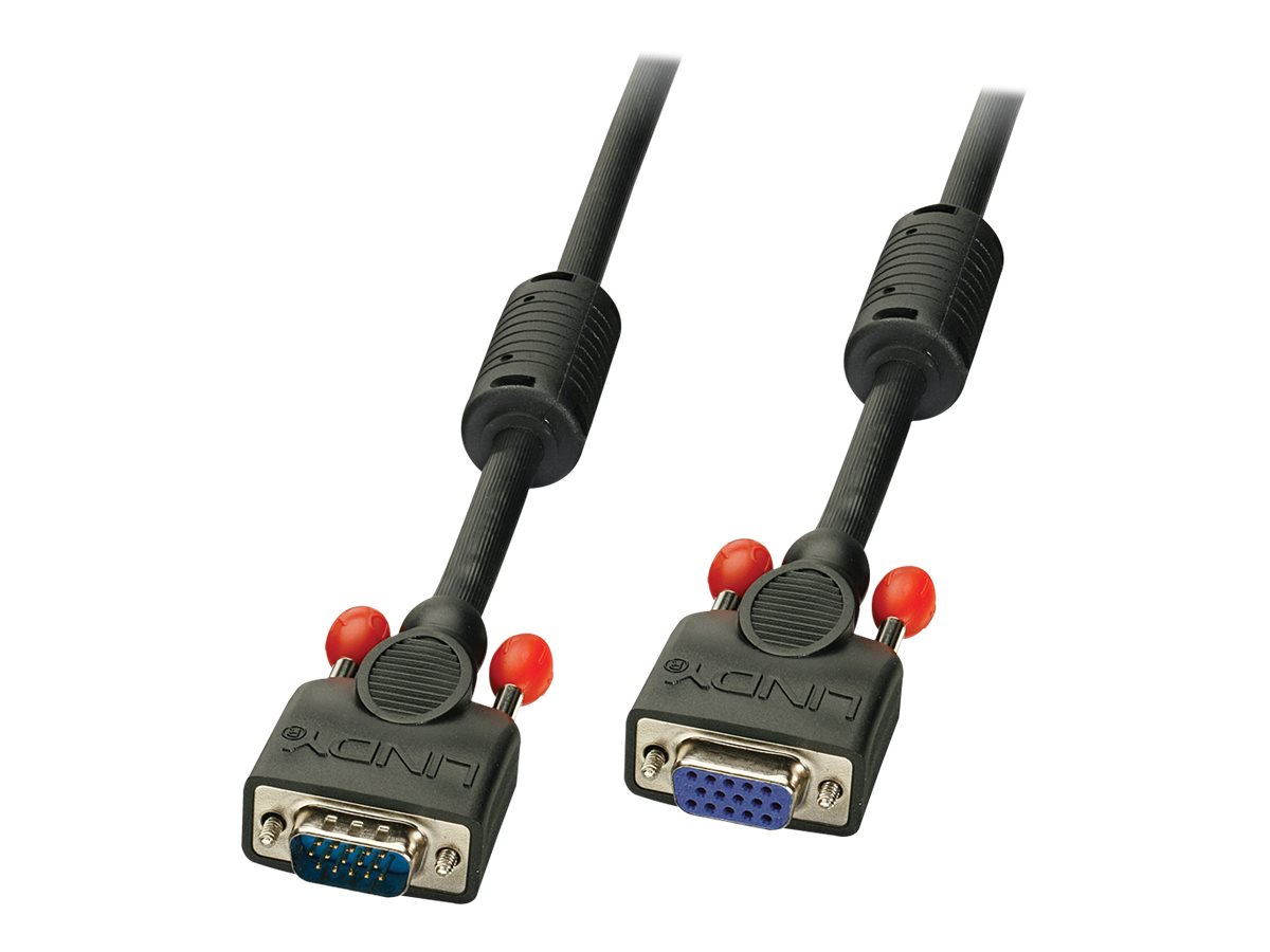 Lindy - VGA-Verlngerungskabel - HD-15 (VGA) (W) zu HD-15 (VGA) (M) - 2 m - geformt, Daumenschrauben - Schwarz