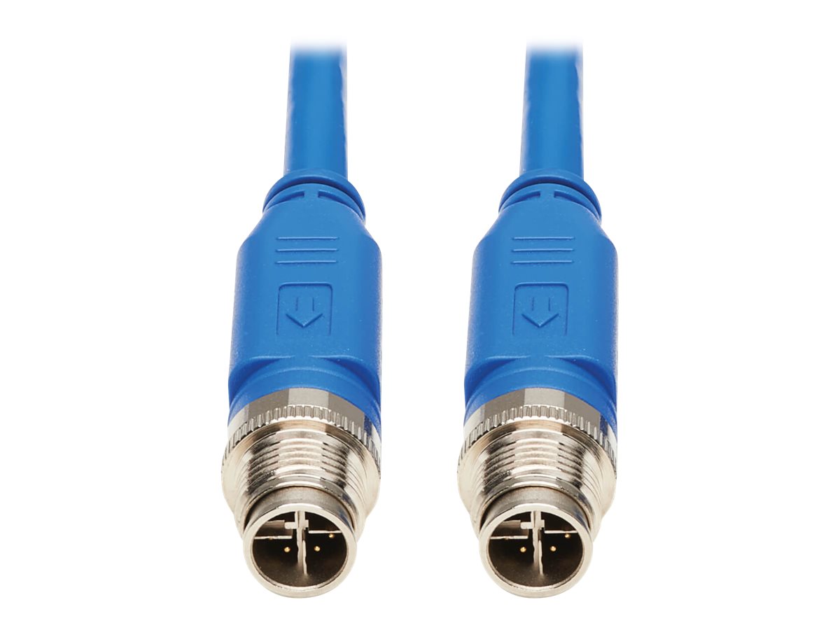 Eaton Tripp Lite Series M12 X-Code Cat6 1G UTP CMR-LP Ethernet Cable (M/M), IP68, PoE, Blue, 5 m (16.4 ft.) - Netzwerkkabel - 8 