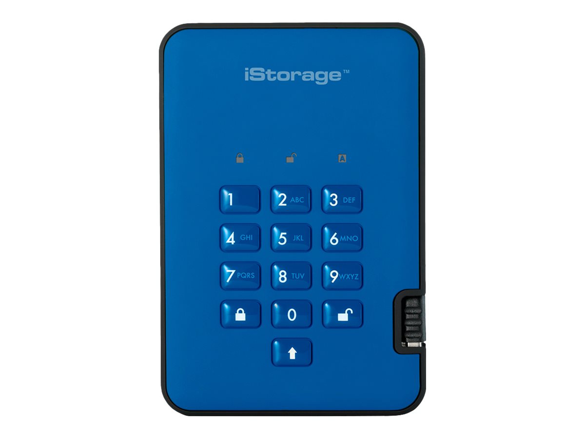iStorage diskAshur - 512 GB SSD - extern (tragbar) - USB 3.1 - FIPS 197, 256-bit AES-XTS - Ocean Blue
