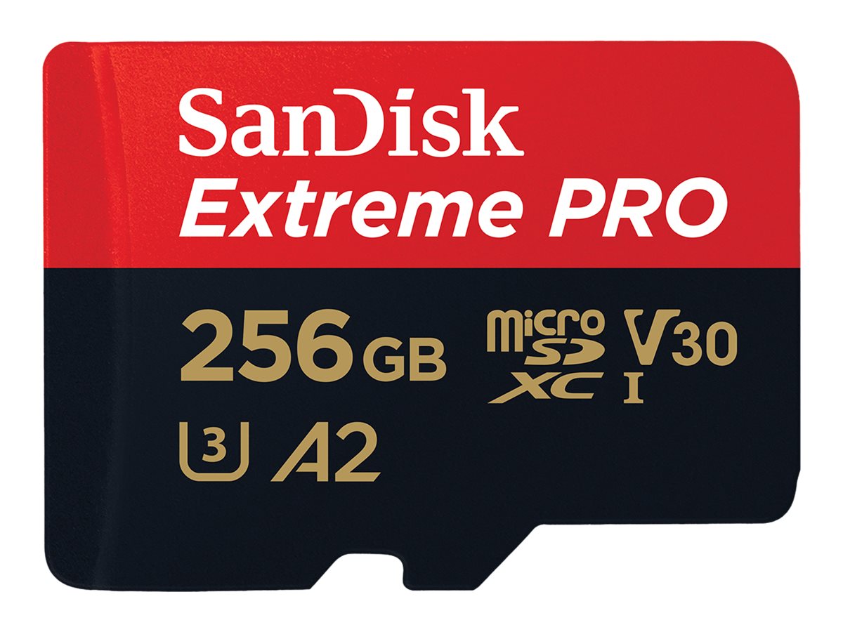 SanDisk Extreme Pro - Flash-Speicherkarte (microSDXC-an-SD-Adapter inbegriffen) - 256 GB - A2 / Video Class V30 / UHS-I U3 / Cla