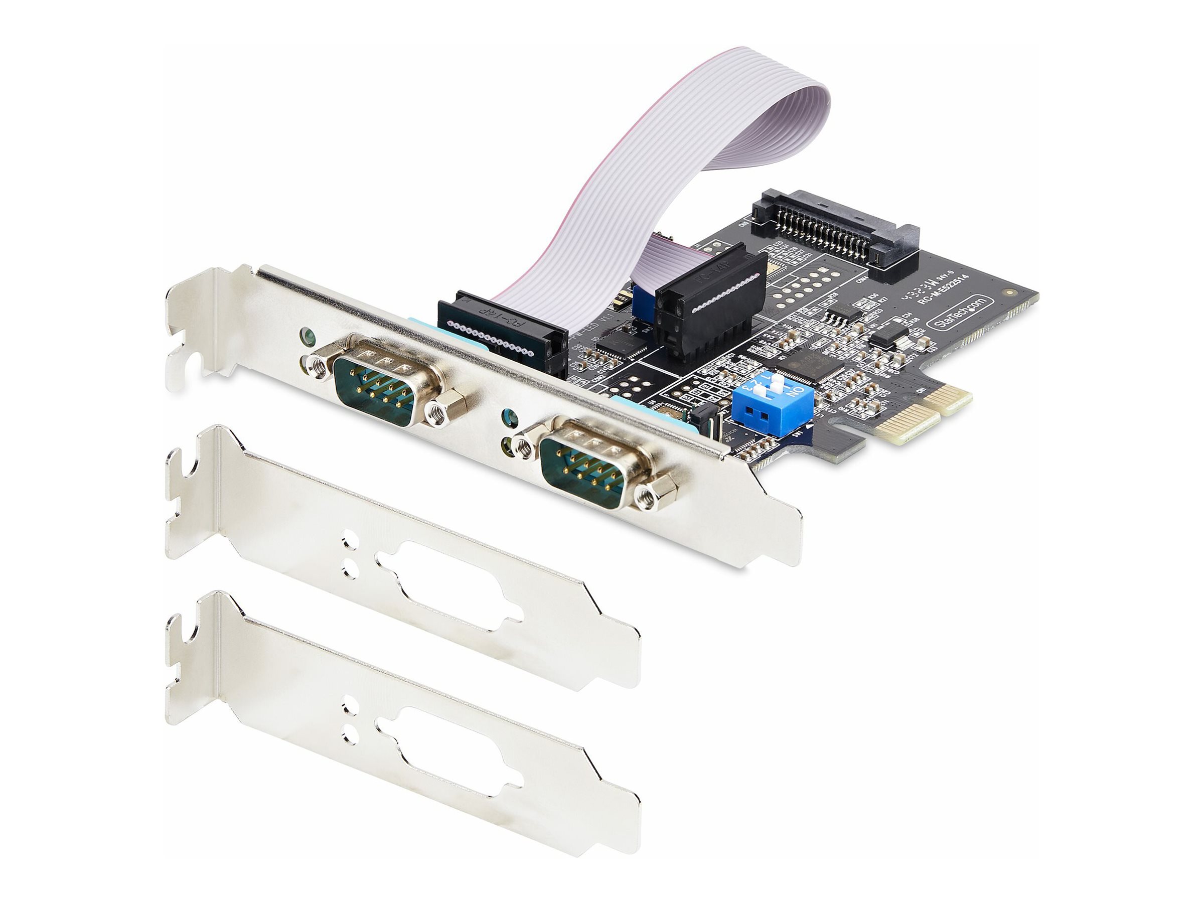 StarTech.com 2-Port Serial PCIe Card, Dual-Port PCI Express to RS232/RS422/RS485 (DB9) Serial Card, Low-Profile Brackets Incl., 