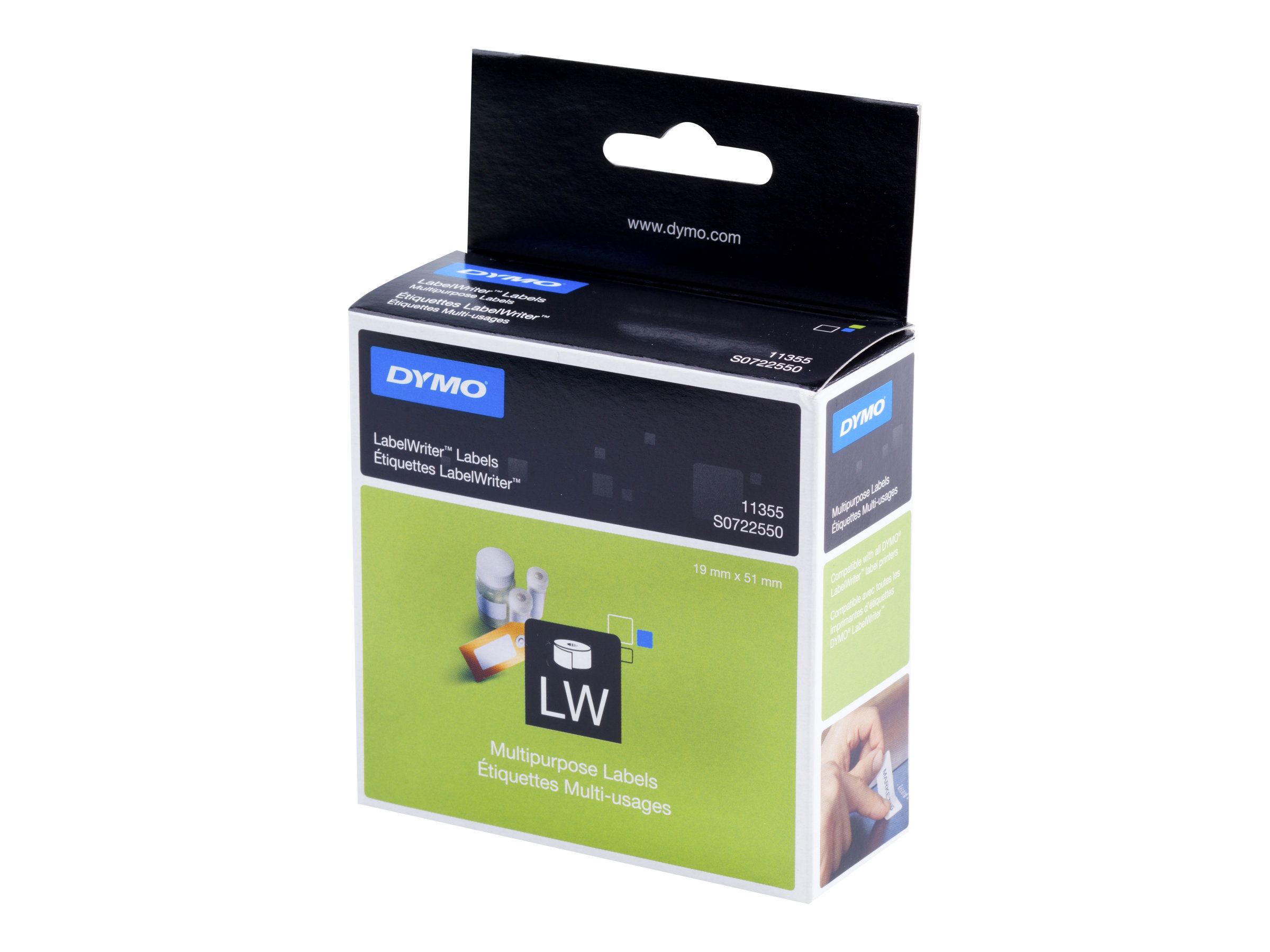 DYMO LabelWriter MultiPurpose - Weiss - 19 x 51 mm 500 Etikett(en) (1 Rolle(n) x 500) Mehrzwecketiketten - fr DYMO LabelWriter 