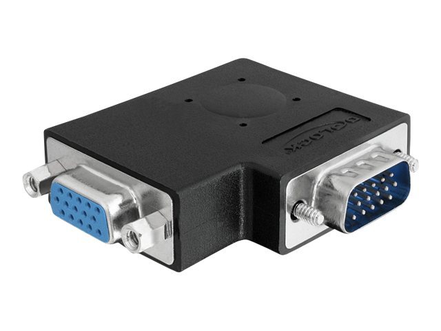 Delock Adapter VGA male / female 90 angled - VGA-Adapter - HD-15 (VGA) (M) zu HD-15 (VGA) (W) - 90 Stecker, Daumenschrauben