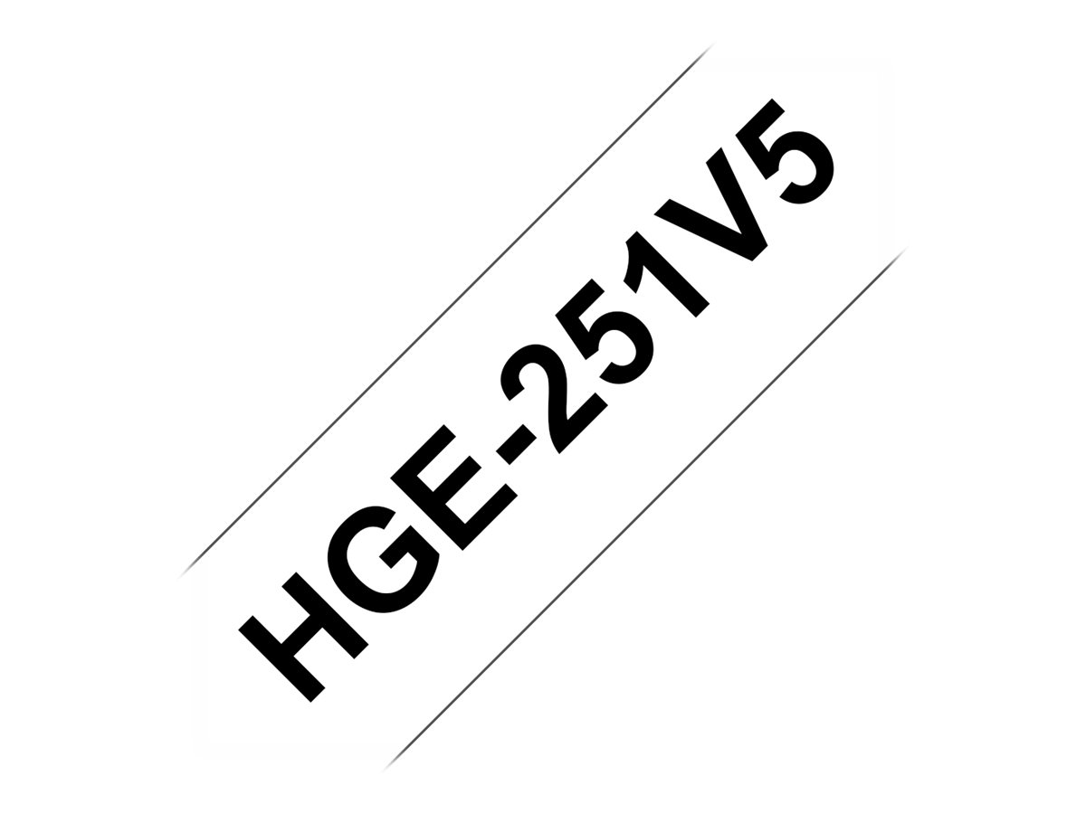 Brother HGE-251V5 - Schwarz auf Weiss - Rolle (2,4 cm x 8 m) 5 Kassette(n) laminiertes Band - fr P-Touch PT-9500pc, PT-9700PC, 