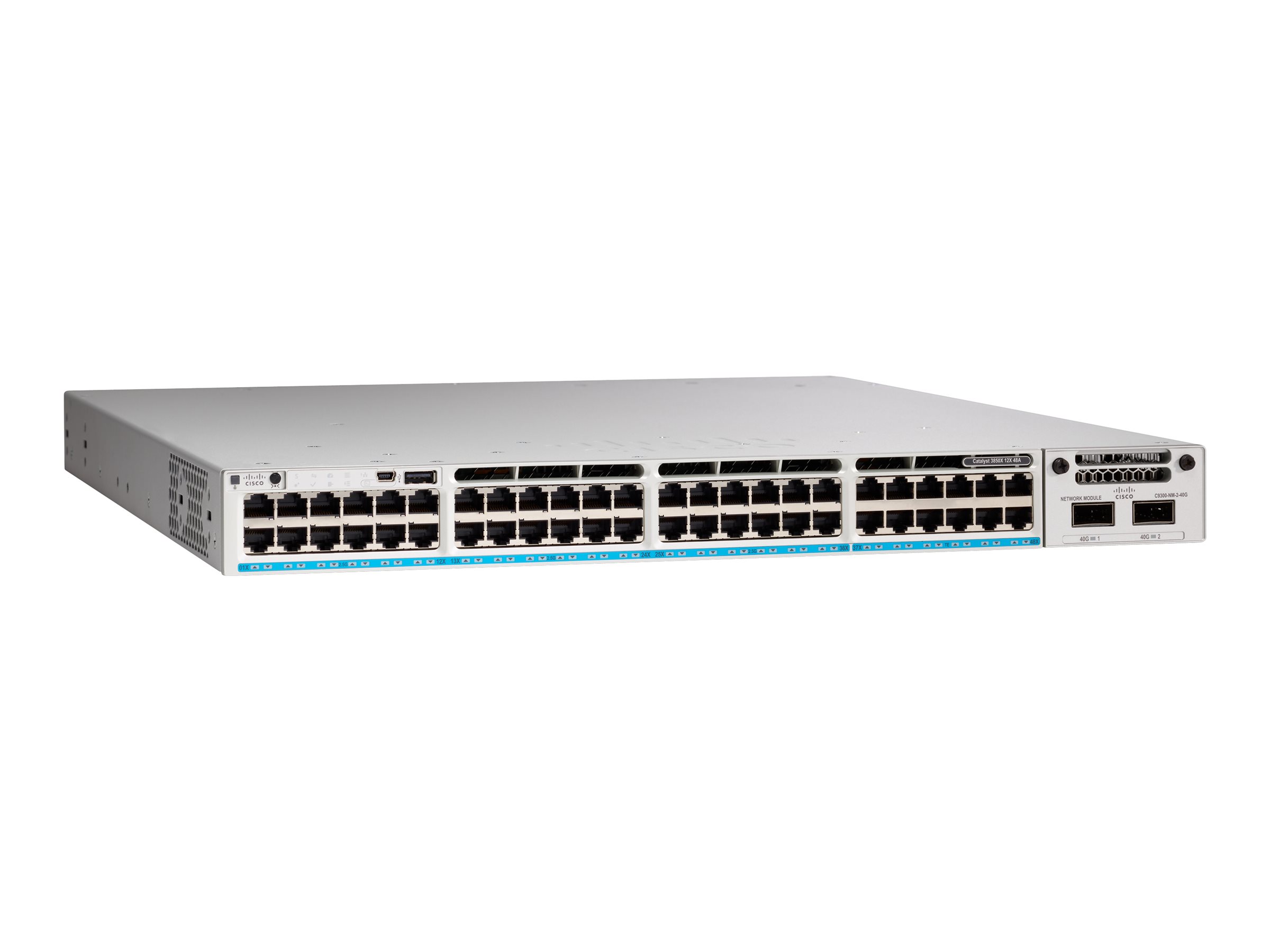 Cisco Meraki Catalyst 9300-48UXM - Switch - L3 - managed - 36 x 100/1000/2.5G Base-T + 12 x 100/1000/2.5G/5G/10G (UPOE) - an Rac