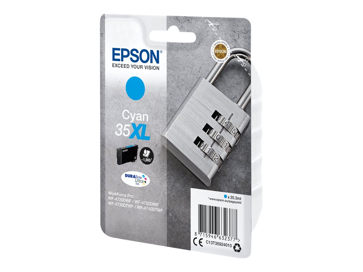 Epson 35XL - 20.3 ml - XL - Cyan - original - Blister mit RF- / akustischem Alarmsignal