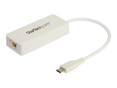 StarTech.com US1GC301AUW USB Netzwerkadapter (Ethernet Adapter mit extra USB Anschluss, USB 3.0, Thunderbolt 3 komp.) Weiss - Ne
