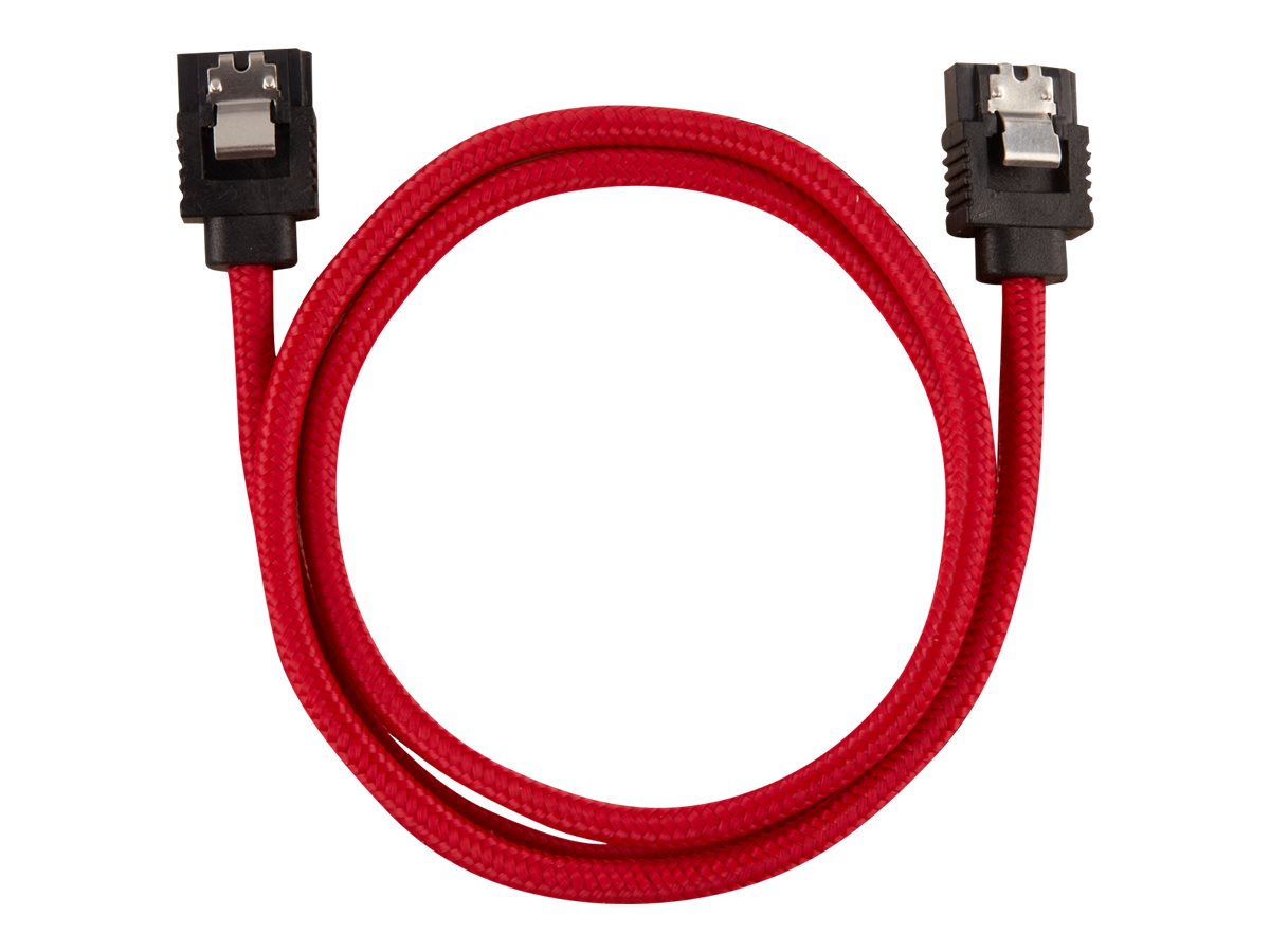 CORSAIR Premium Sleeved - SATA-Kabel - Serial ATA 150/300/600 - SATA (M) zu SATA (M) - 60 cm - Rot (Packung mit 2)
