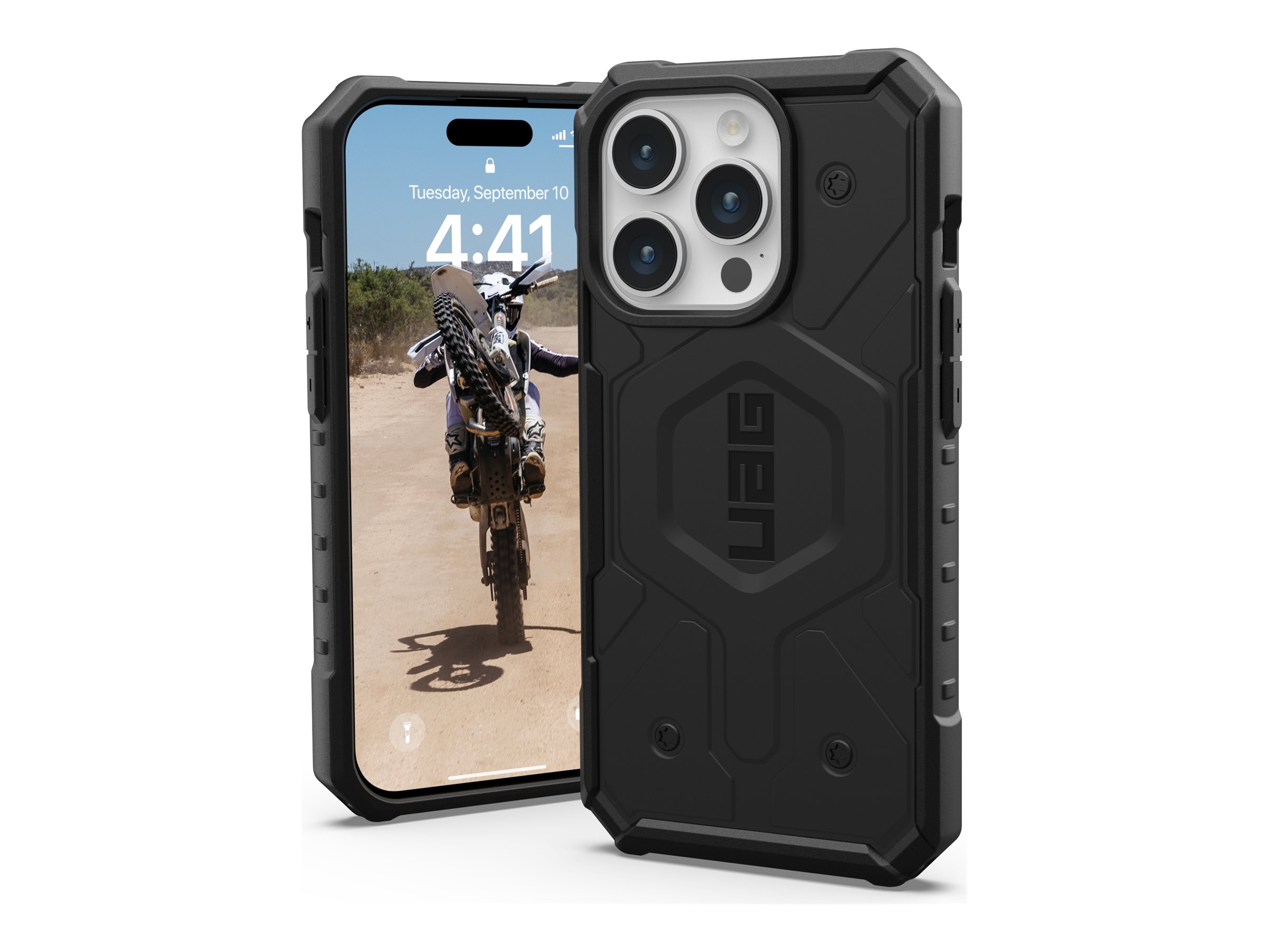 UAG Rugged Case for Apple iPhone 15 Pro [6.1-inch] - Pathfinder Black - Hintere Abdeckung fr Mobiltelefon - widerstandsfhig - 