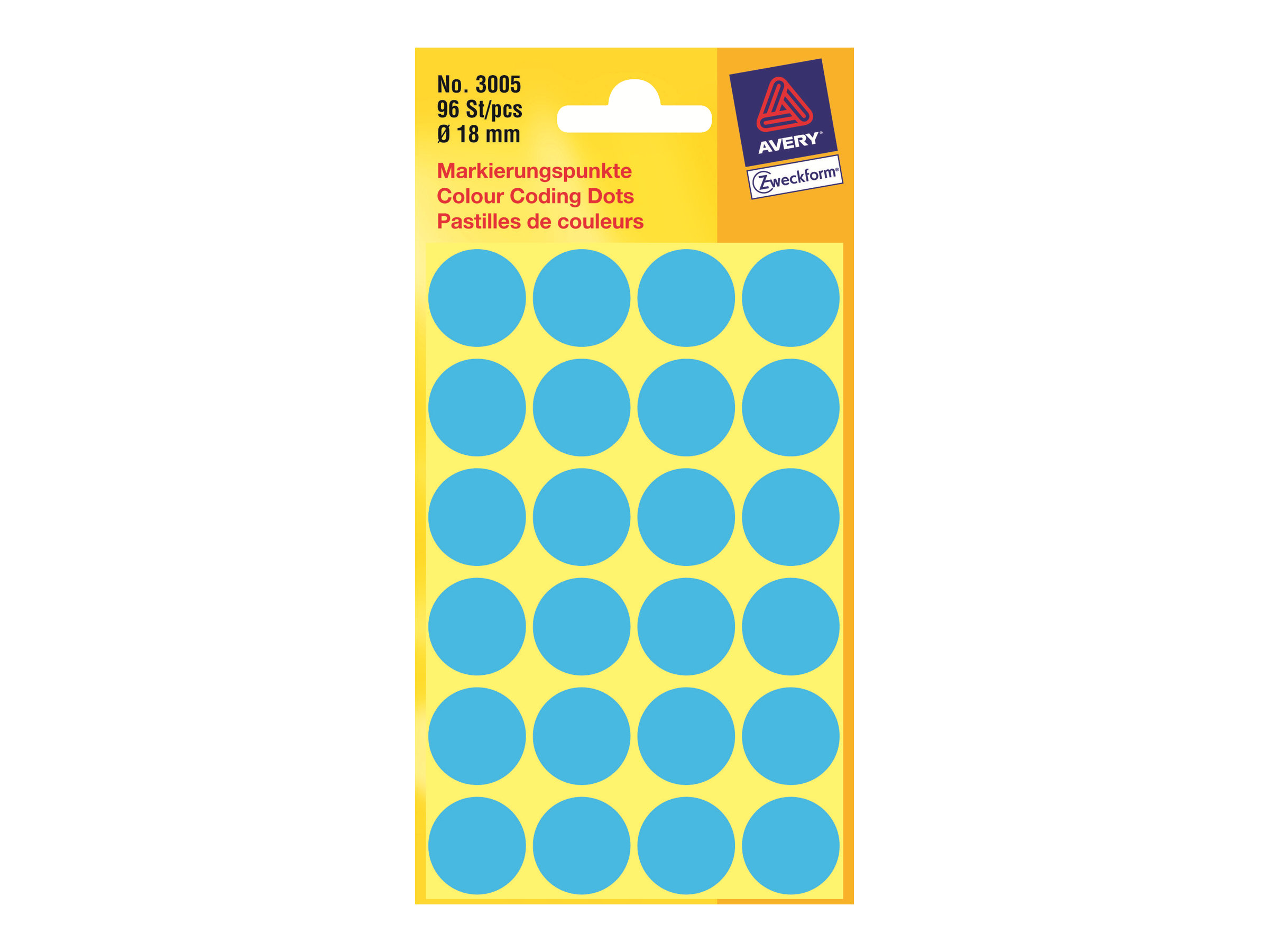 Avery Zweckform - Selbstklebend - Blau - 18 mm rund 96 Etikett(en) (4 Bogen x 24) runde Etiketten