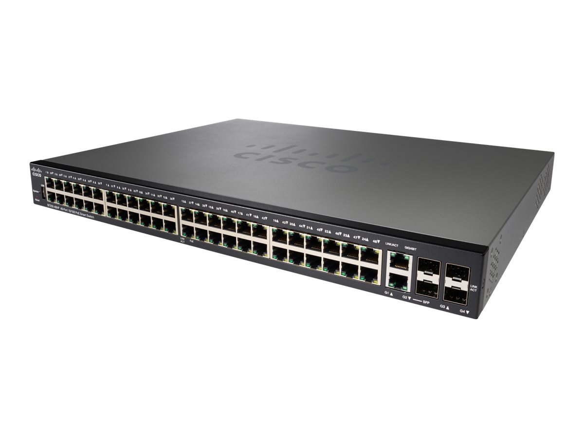 Cisco 250 Series SF250-48HP - Switch - Smart - 48 x 10/100 (PoE+) + 2 x 10/100/1000 + 2 x Kombi-Gigabit-SFP + 2 x Gigabit SFP - 