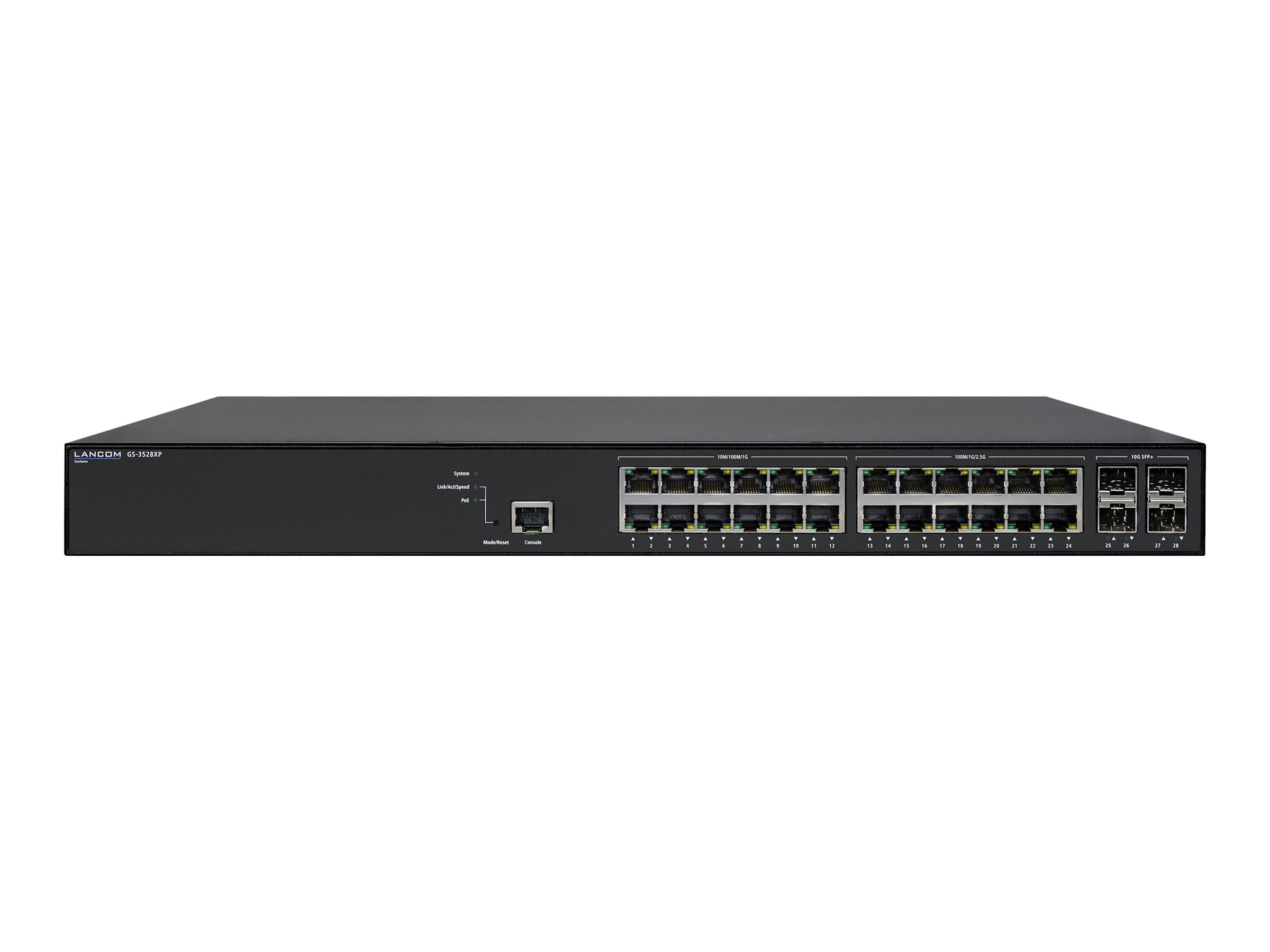 LANCOM GS-3528XP - Switch - L3 Lite - managed - 12 x 10/100/1000 (PoE+) + 12 x 100/1000/2.5G (PoE+) + 4 x 10 Gigabit SFP+ - Desk