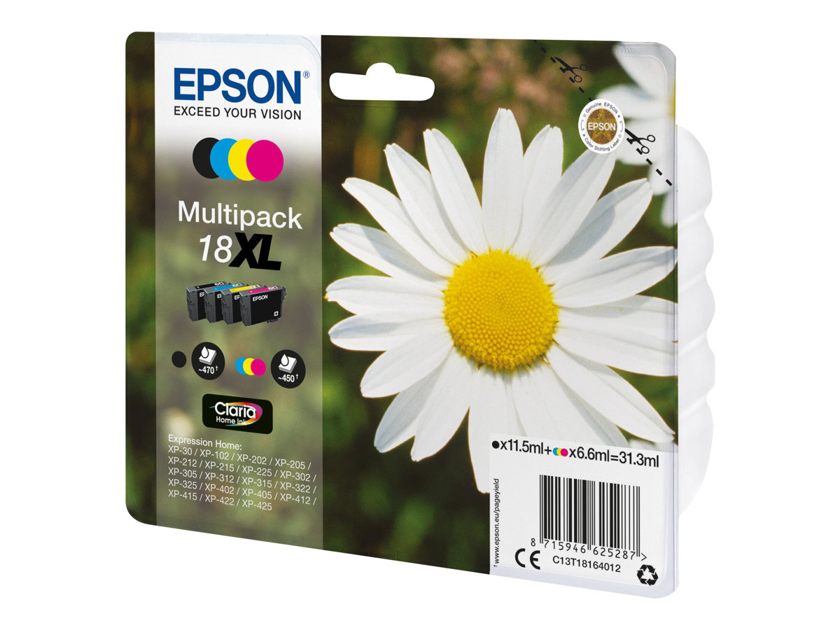 Epson 18XL Multipack - 4er-Pack - XL - Schwarz, Gelb, Cyan, Magenta - Original - Blister mit RF-Alarm