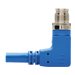 Eaton Tripp Lite Series M12 X-Code Cat6a 10G F/UTP CMR-LP Shielded Ethernet Cable (Right-Angle M/M), IP68, PoE, Blue, 5 m (16.4 