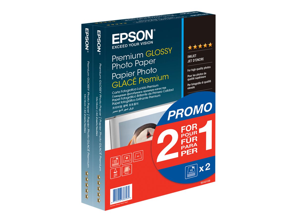 Epson Premium Glossy Photo Paper BOGOF - Glnzend - 100 x 150 mm - 255 g/m - 40 Blatt Fotopapier (Packung mit 2) - fr EcoTank 