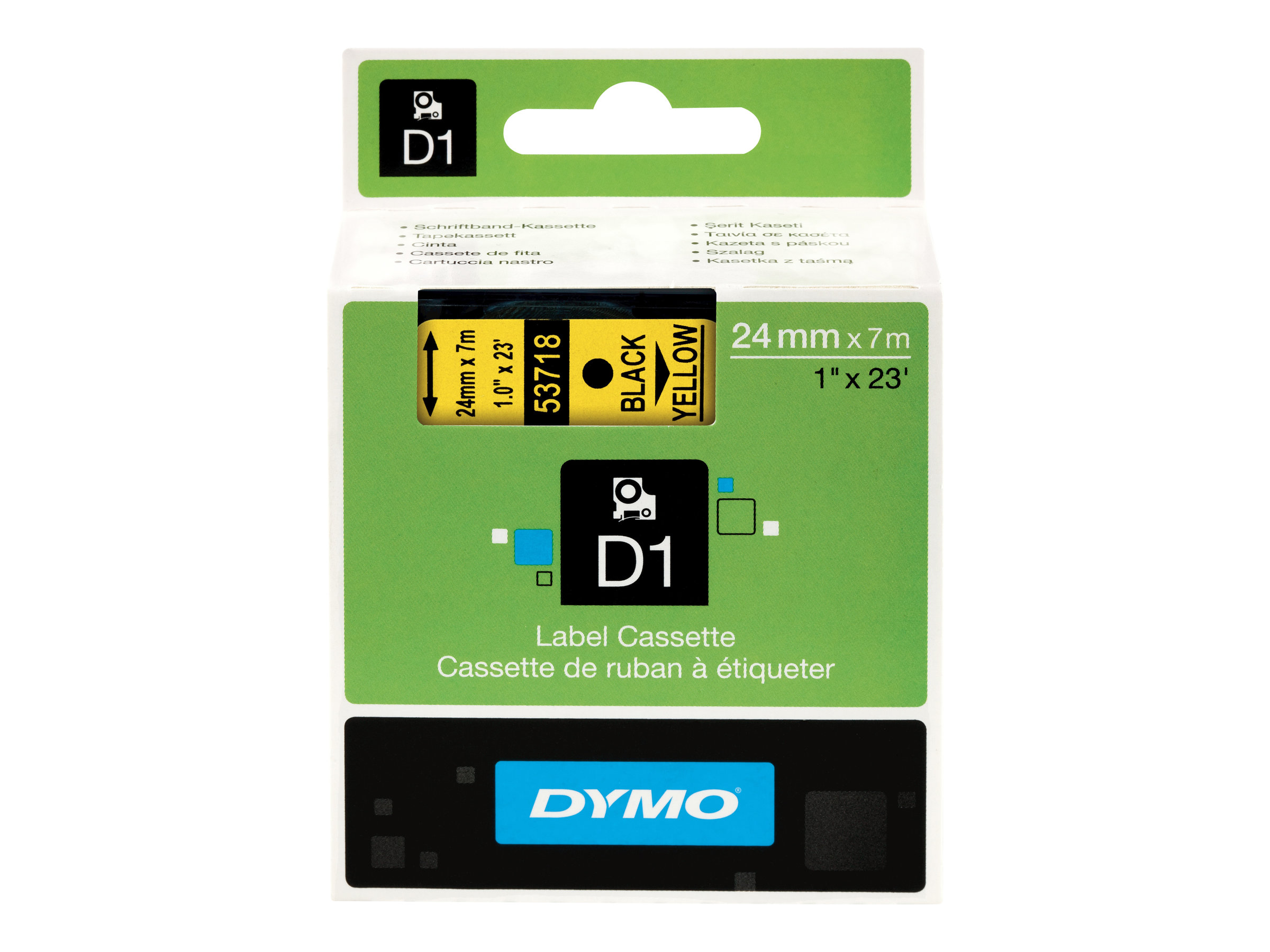 DYMO D1 - Selbstklebend - Schwarz auf Gelb - Rolle (2,4 cm x 7 m) 1 Kassette(n) Etikettenband - fr LabelMANAGER 500TS, PnP
