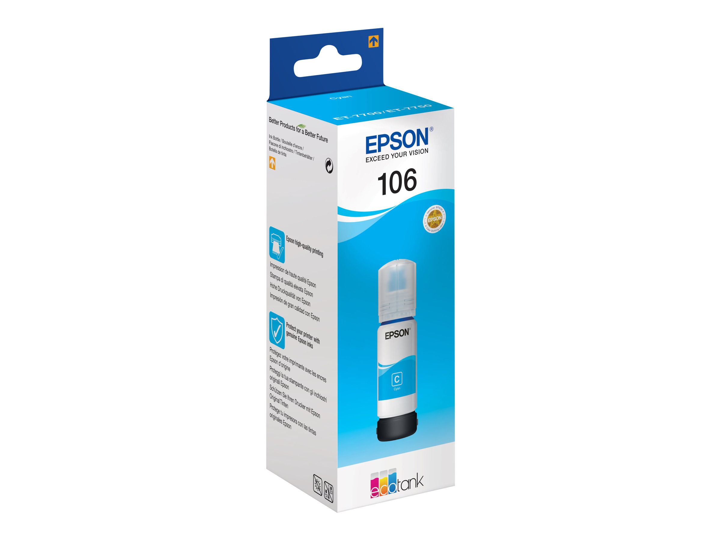 Epson 106 - 70 ml - Cyan - Original - Tintenbehlter - fr EcoTank ET-7700, ET-7750, L7160, L7180; Expression Premium ET-7700, E