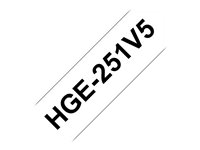 Brother HGE-251V5 - Schwarz auf Weiss - Rolle (2,4 cm x 8 m) 5 Kassette(n) laminiertes Band - fr P-Touch PT-9500pc, PT-9700PC, 