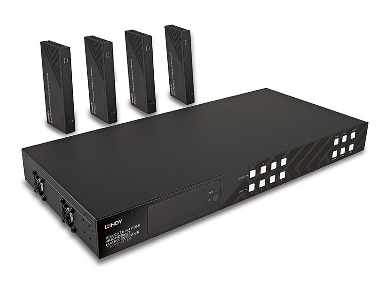 LINDY - Sender + 4 Empfnger - Video-, Audio-, Infrarot- und serielle Erweiterung - HDBaseT - ber CAT 6 - bis zu 150 m