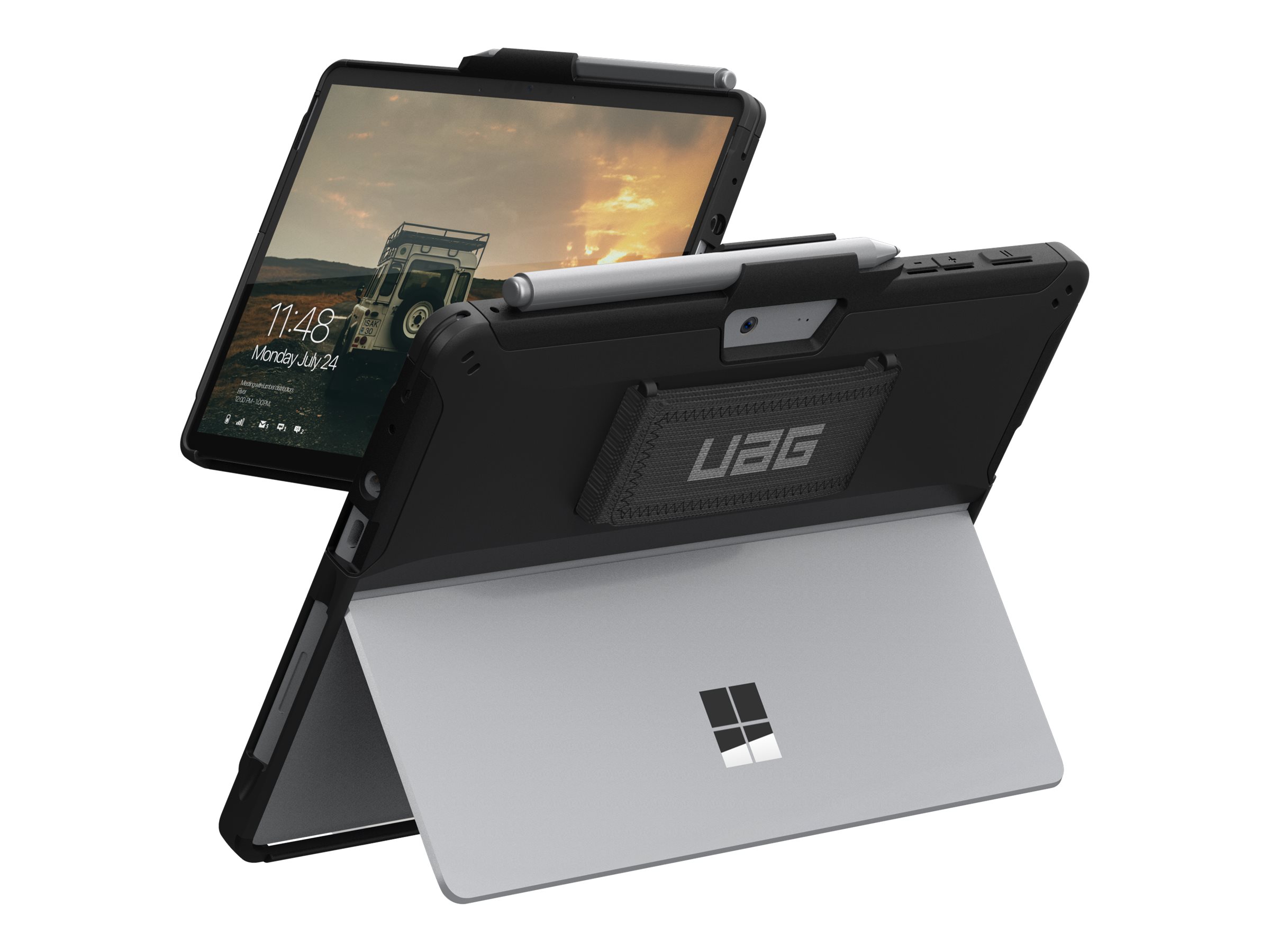 UAG Case for Microsoft Surface Go 3/Go 2/Go [10.5-inch] w/Handstrap - Scout Black - Hintere Abdeckung fr Tablet - Schwarz - fr