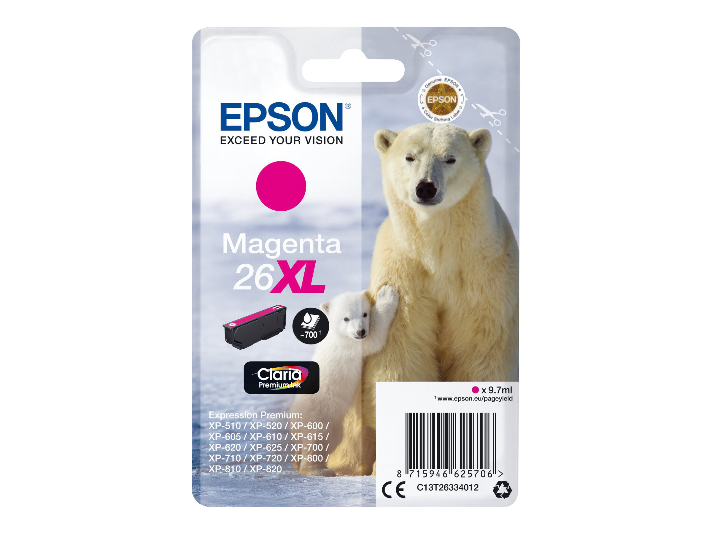 Epson 26XL - 8.7 ml - XL - Magenta - original - Blisterverpackung