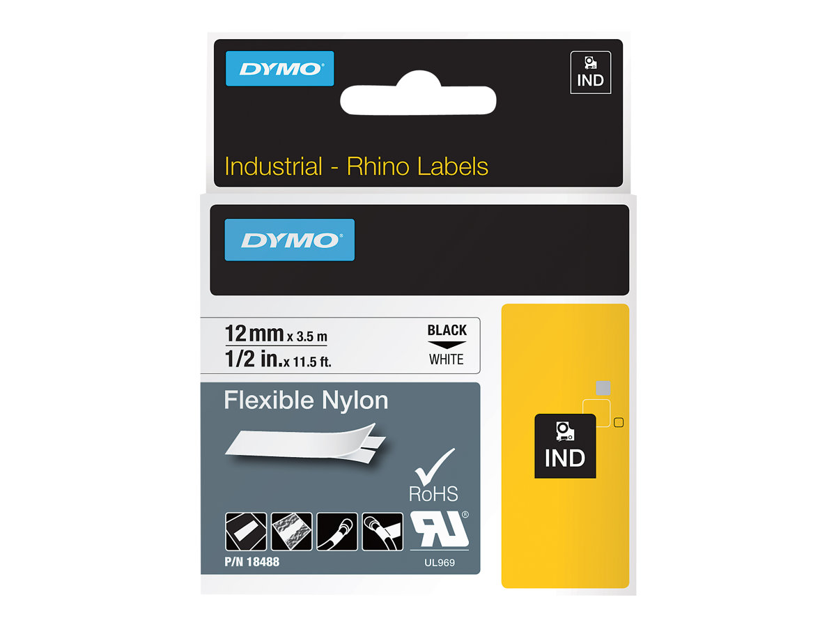 DYMO IND - Nylon - Klebstoff - Schwarz auf Weiss - Rolle (1,2 cm x 4 m) 1 Kassette(n) flexibles Etikettenband - fr Rhino 4200, 