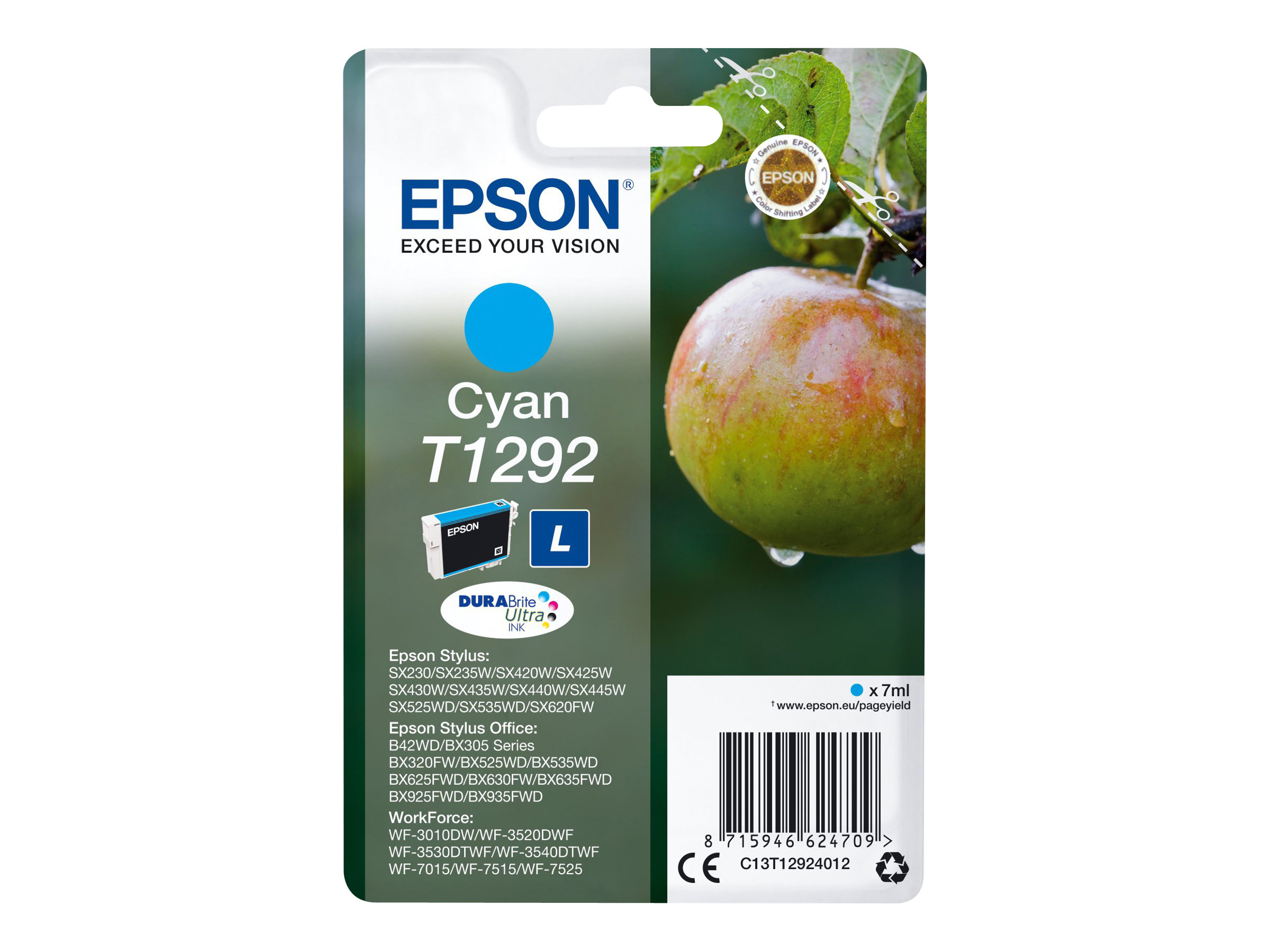 Epson T1292 - L-Grsse - Cyan - original - Blister mit RF- / akustischem Alarmsignal - Tintenpatrone