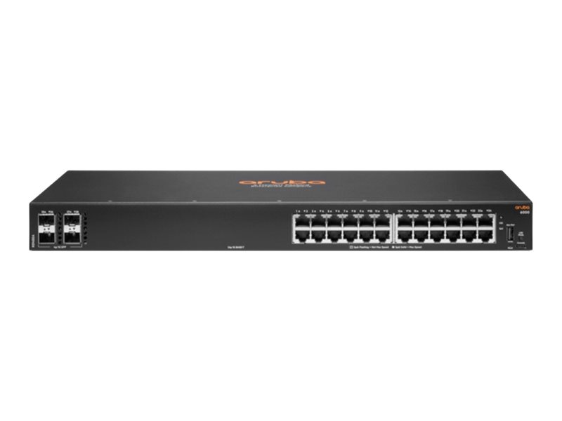 HPE Aruba 6000 24G 4SFP Switch - Switch - L3 - managed - 24 x 10/100/1000 + 4 x Gigabit SFP - Seite-zu-Seite-Luftstrom