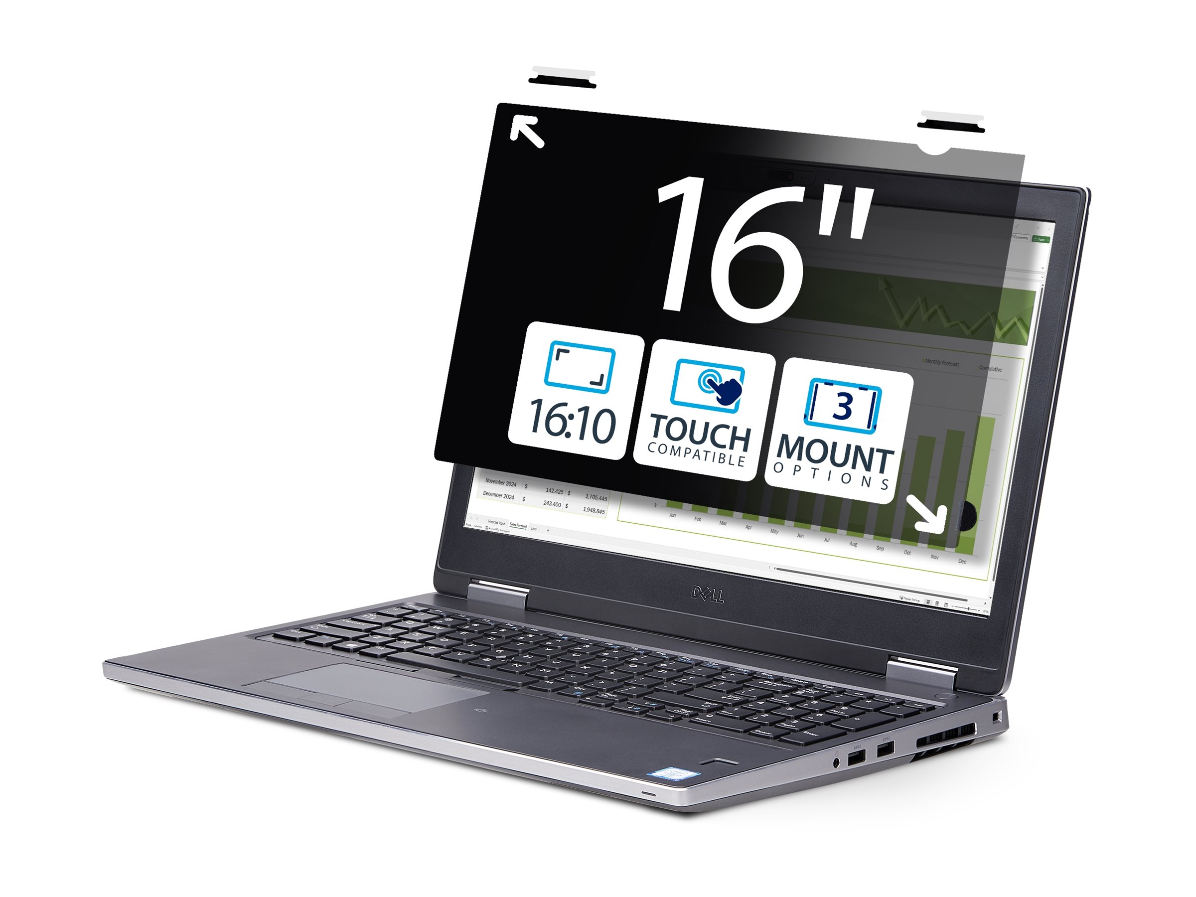 StarTech.com 16-inch 16:10 Touch Privacy Screen, Anti-Glare Privacy Filter, Laptop Monitor Screen Protector with +/- 30 Deg. Vie