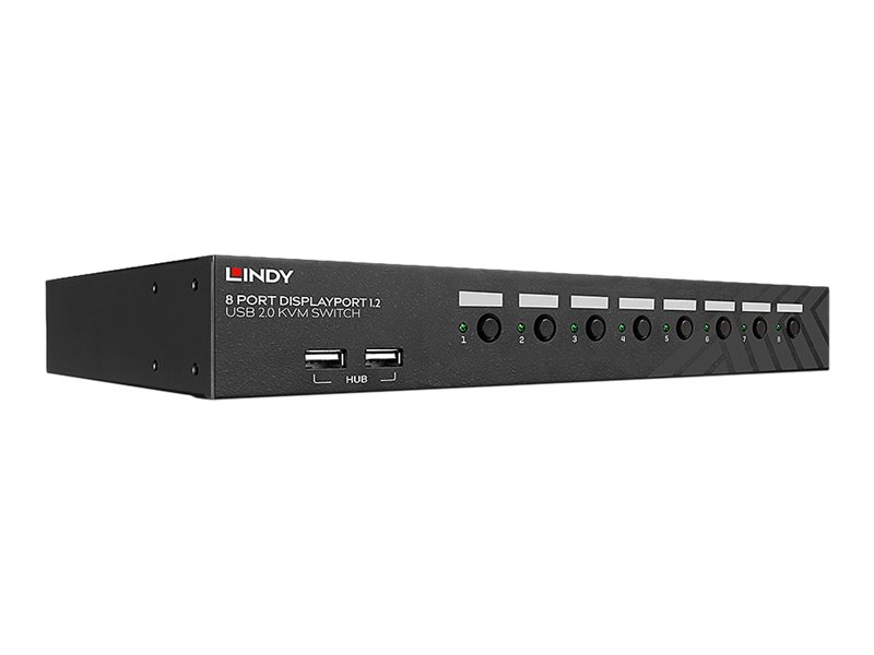 Lindy - KVM-/Audio-Switch - 8 x DisplayPort / Audio / USB - 1 lokaler Benutzer - an Rack montierbar