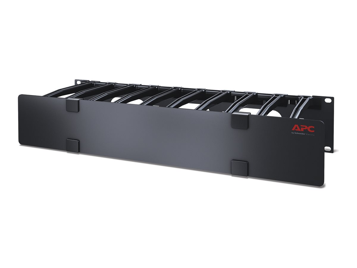 APC Horizontal Cable Manager Single-Sided with Cover - Rack-Kabelfhrungsplatte mit Abdeckung - Schwarz - 2U - TAA-konform - fr