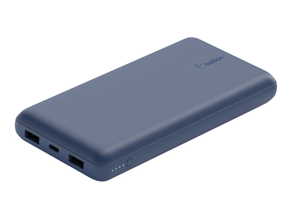 Belkin - Powerbank - 20000 mAh - 15 Watt - 3 Ausgabeanschlussstellen (USB, 24 pin USB-C) - auf Kabel: USB-C