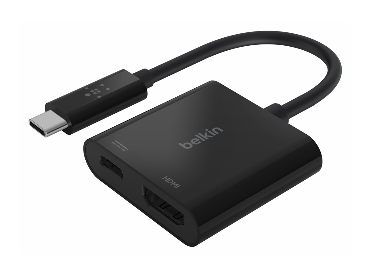 Belkin USB-C to HDMI + Charge Adapter - Videoadapter - 24 pin USB-C mnnlich zu HDMI, USB-C (nur Spannung) weiblich - Schwarz - 