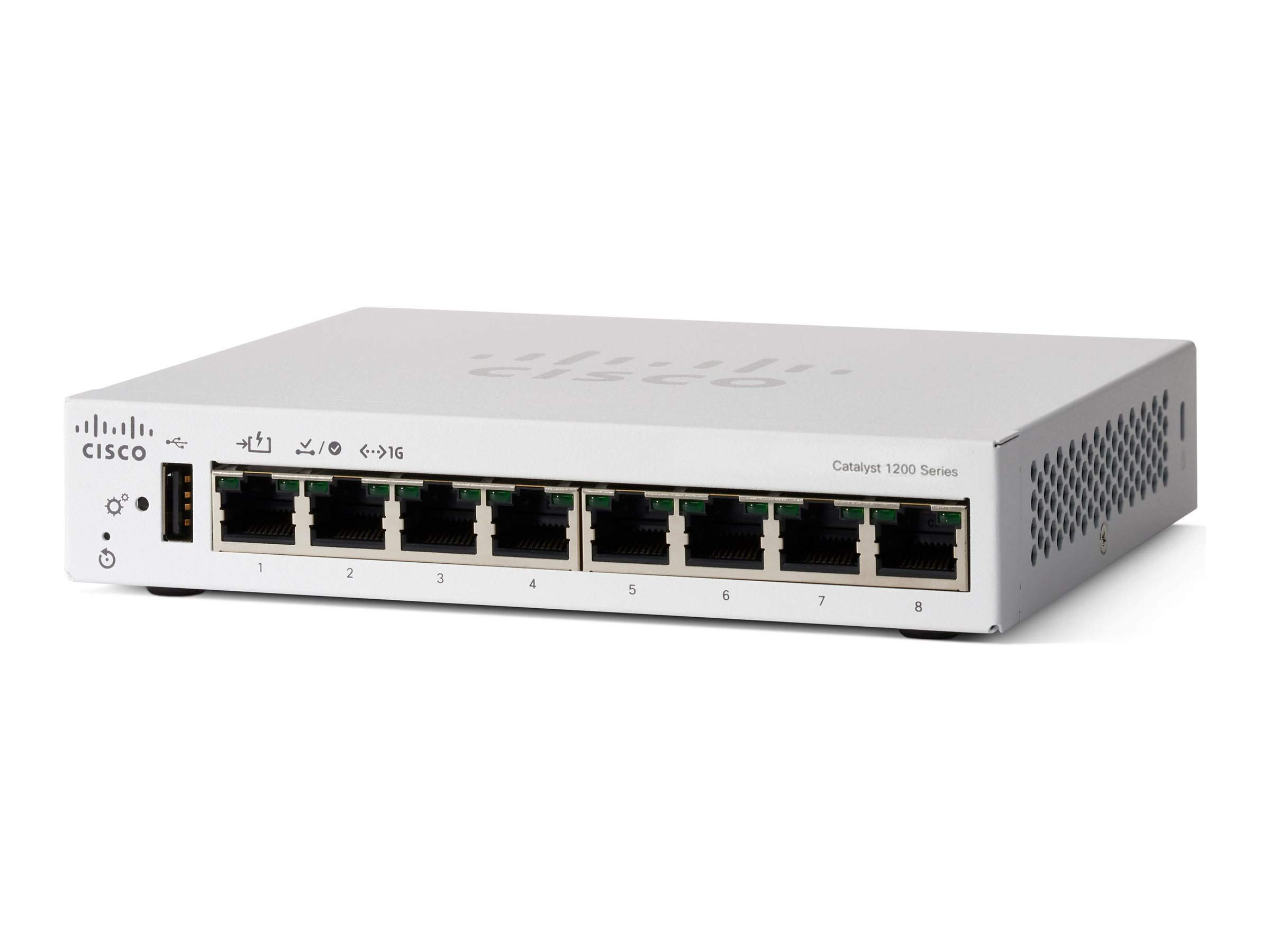 Cisco Catalyst 1200-8T-D - Switch - Gigabit-Ethernet - L3 - Smart - 8 x 10/100/1000